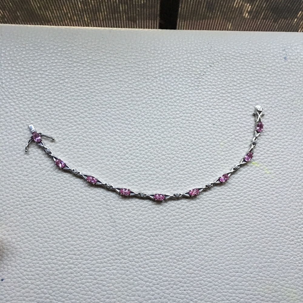Lorenzo Pink Sapphire & diamond tennis bracelet